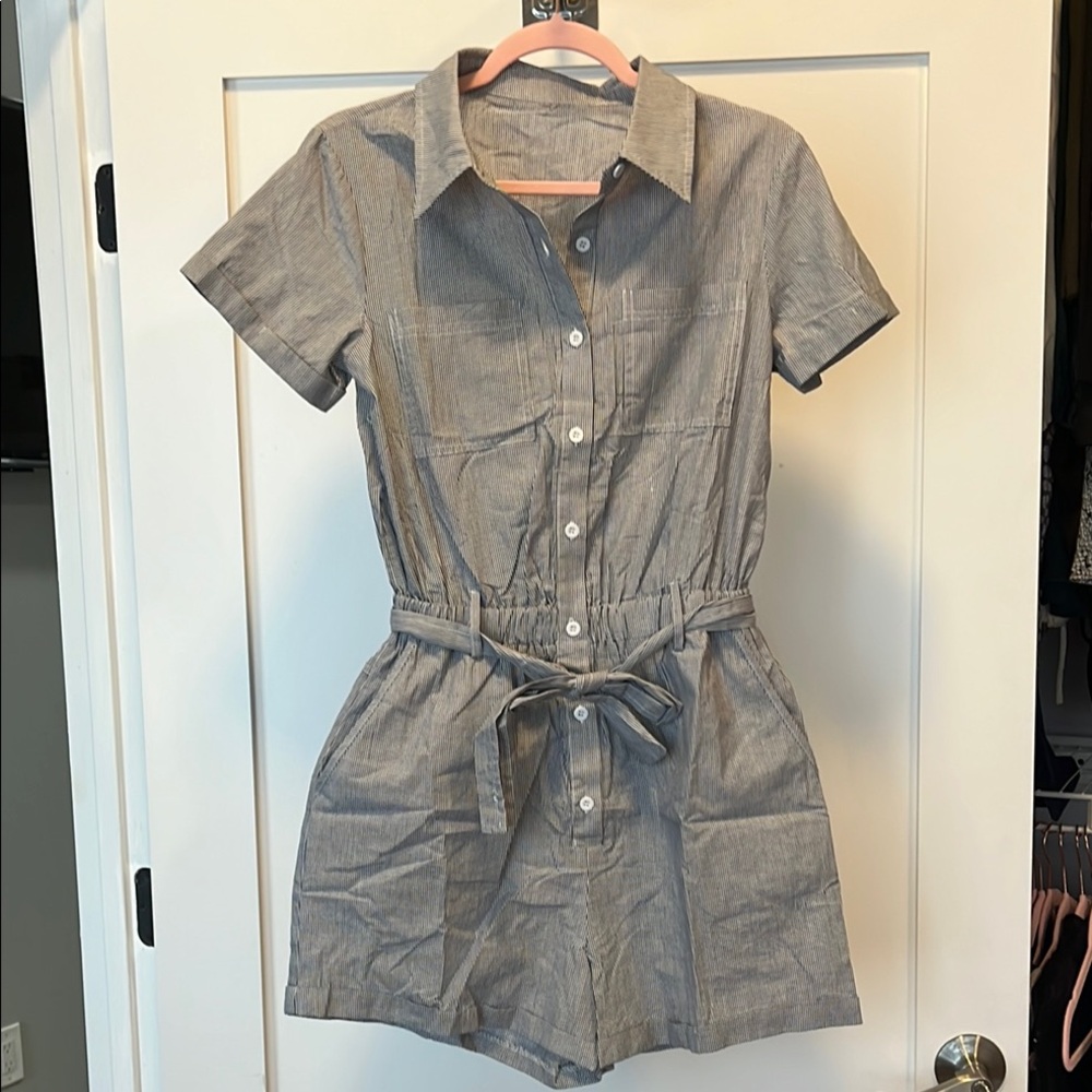 Gray Button-Up Romper
